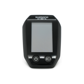 Vue de face du Shimano Steps SC-E6010 avec l'écran et les boutons clairement visibles.
