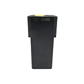 Vue de dessus de la batterie de vélo Ansmann 36V 11.6Ah Compatible. L'indicateur de batterie est clairement visible.