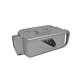 photo de l'avant de la batterie de vélo Flyer Kalkhoff Panasonic Compatible 26V 13Ah où l'on peut voir l'indicateur de charge et la poignée pour transporter la batterie