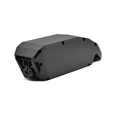 Vue en trois quarts de l'arrière de la batterie de vélo Bosch Powerpack 540 Performance/Active cadre E-Bike Vision. La connexion au vélo est visible.