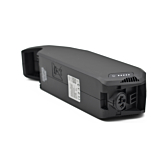 Vue en trois quarts de la batterie de vélo Bosch Powerpack 540 Performance/Active cadre E-Bike Vision. La batterie est posée sur son côté, ce qui rend le dessous visible.