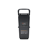 Vue de dessous de la batterie de vélo Giant Twist Compatible 13Ah. Les étiquettes sur le dessous de la batterie sont bien visibles.