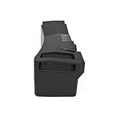 Vue arrière de la batterie Kalkhoff velo batterie Impulse 36V 17Ah. La poignée et le dessus de la batterie sont clairement visibles.

