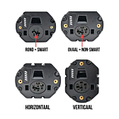 Sur cette image, on peut voir les différentes variantes de batteries de vélo Bosch PowerTube en comparaison les unes avec les autres. Ainsi, les variantes SMART, NON-SMART, Verticale et Horizontale sont visibles et les différences entre elles.