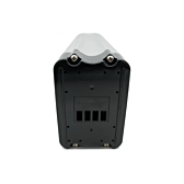 Vue arrière de la Phylion XH370-12J Silverfish 37V 12Ah Compatible, prise de face avec la connexion au vélo bien visible.