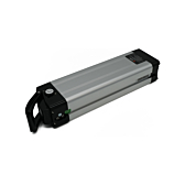 Vue trois-quarts de la Phylion XH370-12J Silverfish 37V 12Ah Compatible couchée, prise de loin.