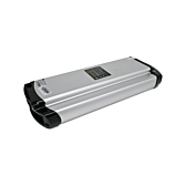 Vue de dessous de la Phylion XH370-13J Wall-E 37V 14Ah (2 pôles). La photo de cette batterie Phylion est prise sous un angle de trois quarts, ce qui permet de voir le dessous et le côté de la batterie.