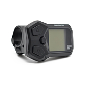 Vue en trois quarts de l'ordinateur de vélo Shimano Steps display SC-E5000 sous un angle bas