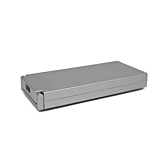 photo de la batterie de vélo Sparta E-motion C1/C2/C3 compatible Batavus 13.6Ah (argent) Incl. chargeur vue de côté où vous pouvez voir le dessus et le côté.
