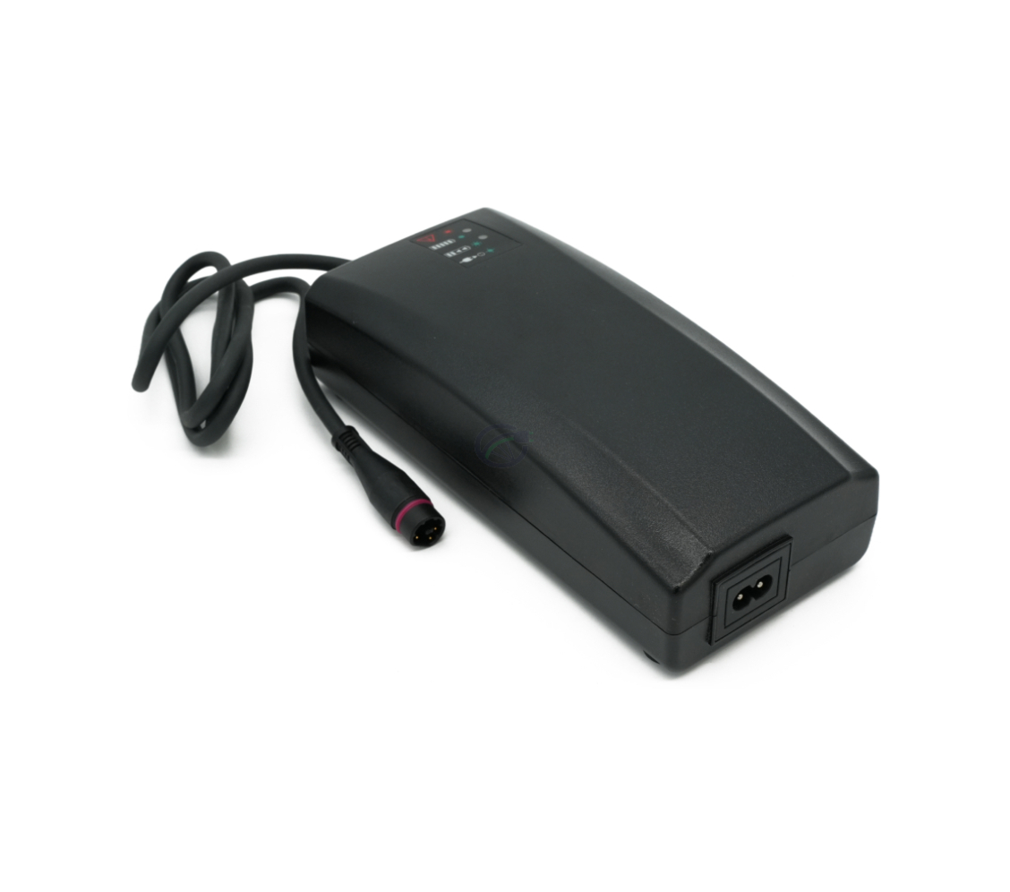Vue en trois quarts du chargeur Alber Neodrives Z20 V8 RS depuis l'avant, sans le câble d'alimentation.