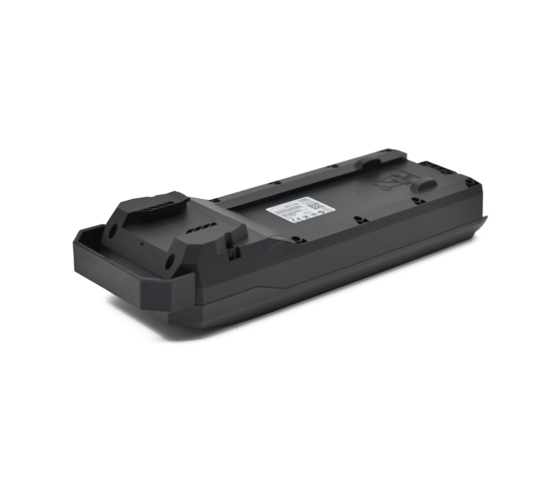 Batterie de vélo Bosch Powerpack 360 Performance/Active porte-bagages E-Bike Vision à l'envers, le dessous de la batterie est visible.