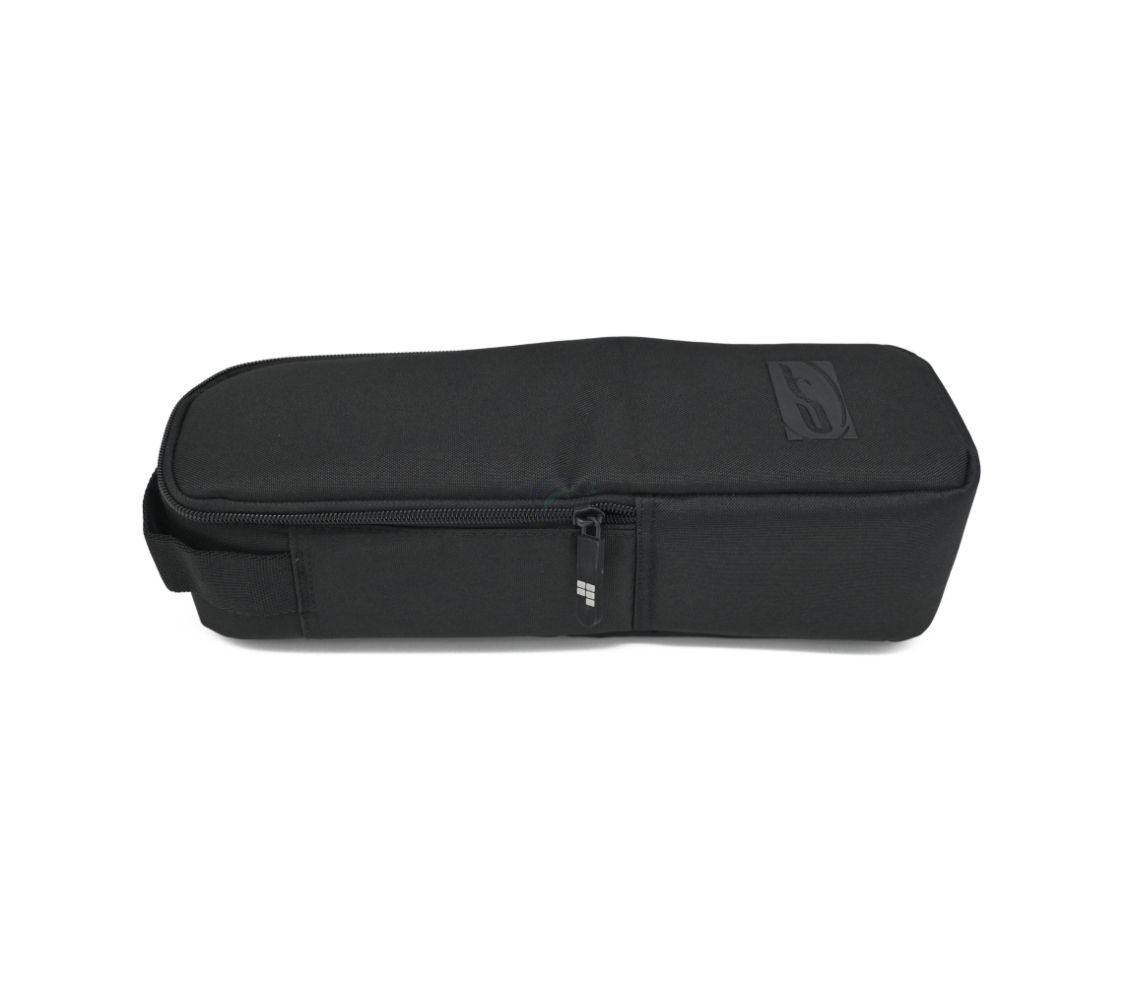 Vue latérale de la sacoche de batterie Contec fermée pour batteries de cadre.