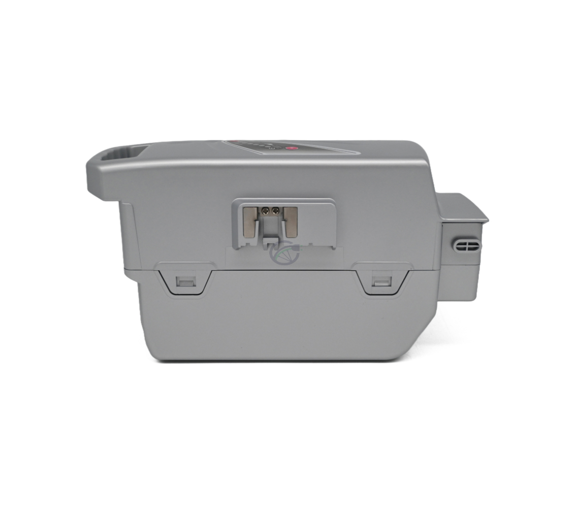 Vue latérale de la batterie de vélo Flyer Kalkhoff Compatible Panasonic 26V 23Ah allongée.