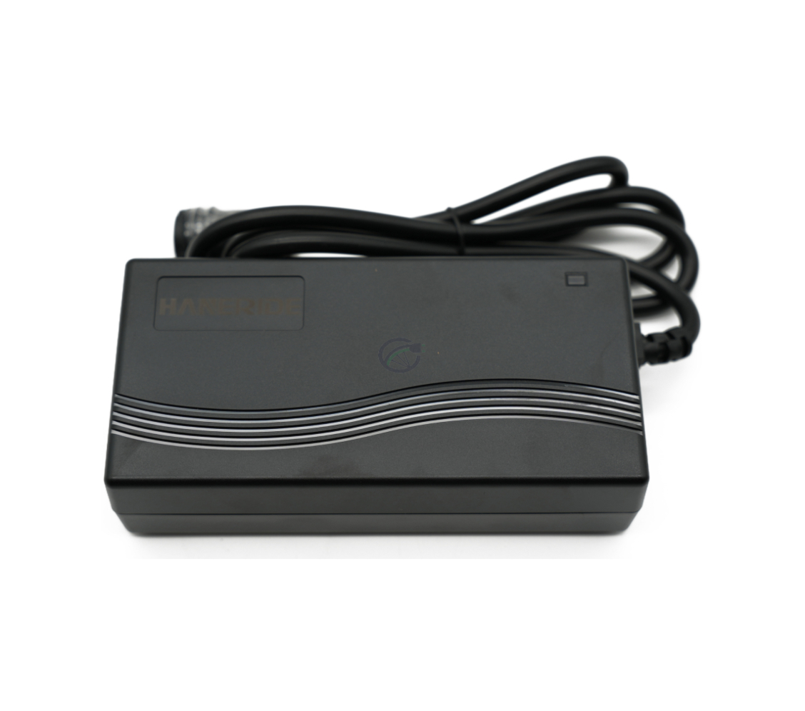 Vue de dessus du chargeur compatible Gazelle Impulse 42V 3A avec connecteur Rosenberger.