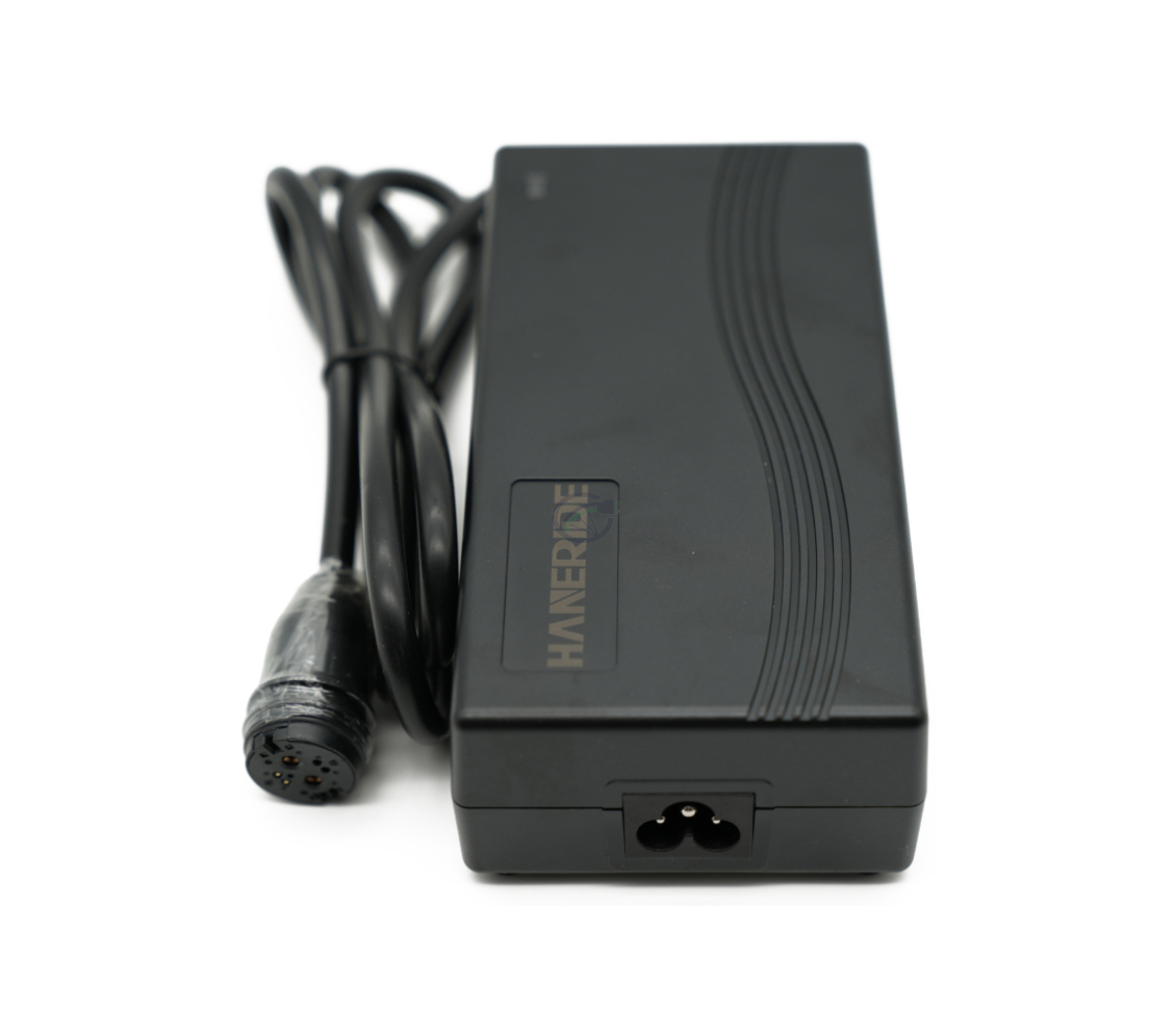 Vue de face du chargeur compatible Gazelle Impulse 42V 3A avec connecteur Rosenberger sans adaptateur.