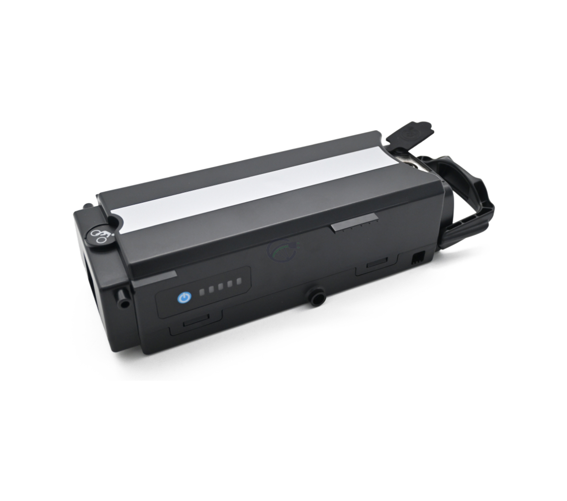 Vue trois quarts de la batterie de vélo Giant Twist Compatible 13Ah de face.