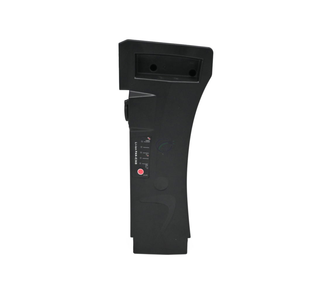 Vue de dessus de la batterie compatible Impulse 36V 14.5Ah produite par EYXON. L'indicateur de batterie est clairement visible.