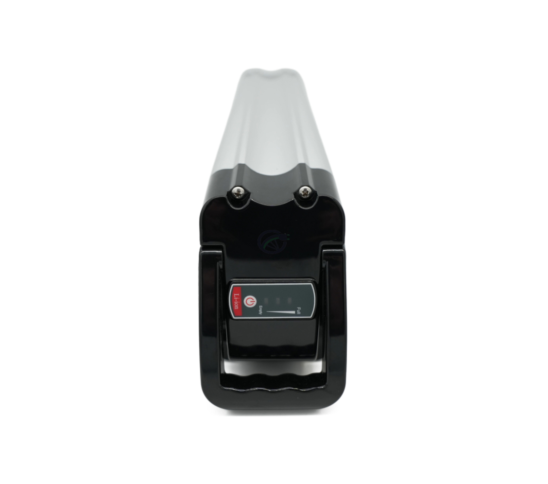 Vue de face de la Phylion XH370-12J Silverfish 37V 12Ah Compatible avec l'indicateur LED bien visible.