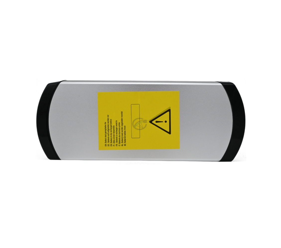 Vue de dessus de la Phylion XH370-13J Wall-E 37V 14Ah (2 pôles). L'étiquette d'avertissement sur le dessus de la batterie Phylion est bien visible.
