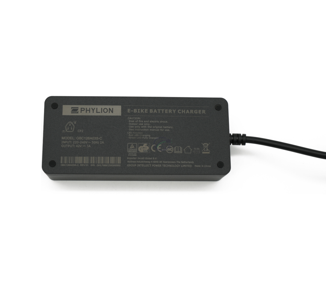 Vue de dessous du chargeur Sparta / Batavus E-Motion.