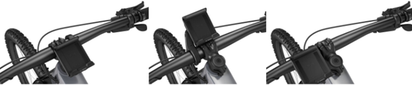 Le SmartphoneGrip de Bosch installé à différents endroits d'un vélo électrique.